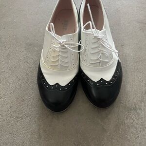 Bloch Shockwave #0 Black White Tap Dance Shoes Women Size 10 M EUC Leather Great